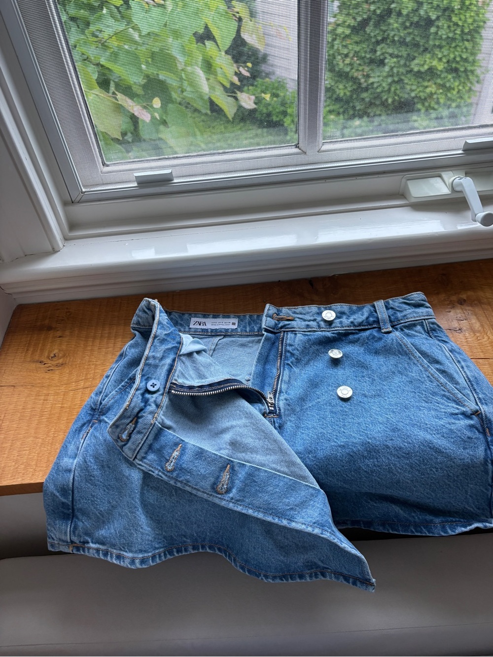 Zara Light Blue High-Waist Denim Skort